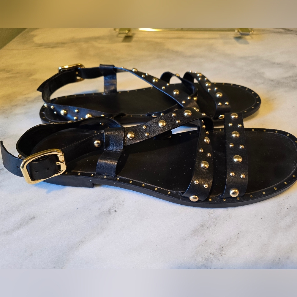 Zara Black Studded Sandals